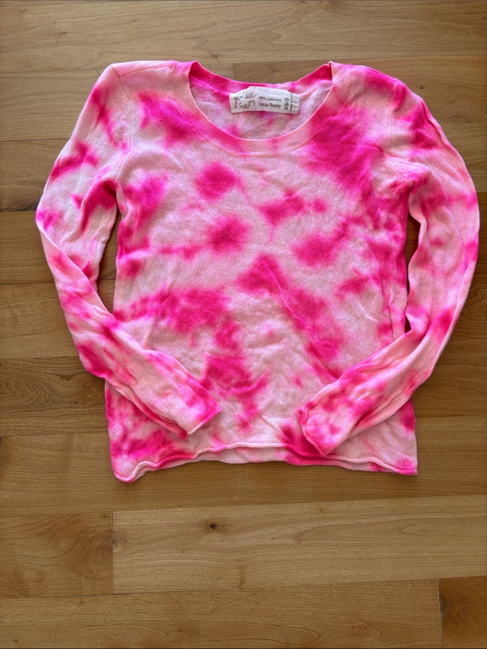 Cashmere Tie-Dye Pink Crewneck Sweater
